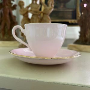 Vintage Pink Vogue England teacup and saucer, valentine, Easter
